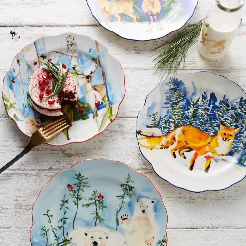 NWOT Anthropologie Voutsa Winterland Dessert Plate, Fox, Out of Stock - Picture 6 of 6